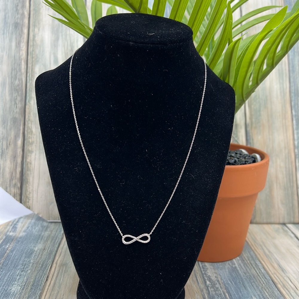 ⭐️Sterling silver cubic zirconia infinity sign 18” necklace - Picture 1 of 7